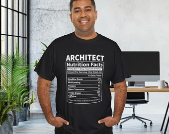 Architect Nutrition Fact Chart Tee, Graphic Tee, Architect Gift, Architecture Shirt, Architectural Engineer, Nutritionist Shirt,