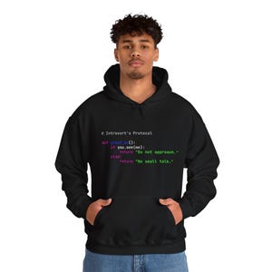 Python Programming Introvert Protocol Hoodie, No Small Talk Graphic, Programmer Gift, Computer Science Shirt image 2