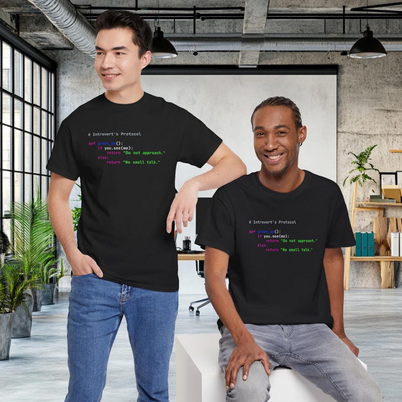 Python Programing Introvert Protocol Unisex Heavy Cotton Tee, No Small Talk Graphic Tshirt, Programmer Gift, Computer Science Shirt, Coding image 2