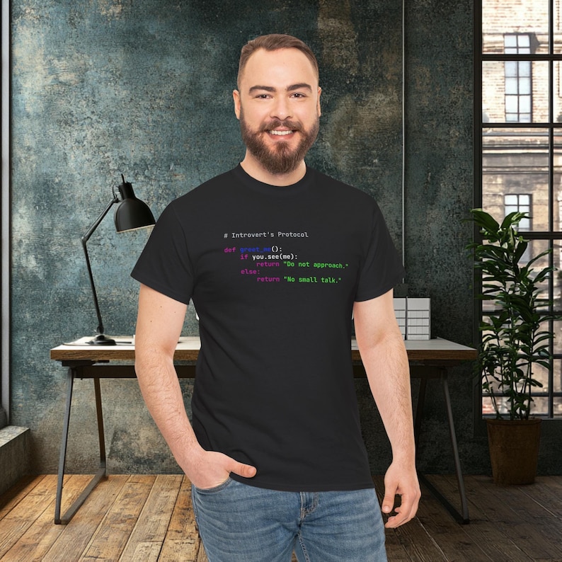 Python Programing Introvert Protocol Unisex Heavy Cotton Tee, No Small Talk Graphic Tshirt, Programmer Gift, Computer Science Shirt, Coding image 1