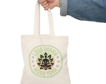 Tote Bag, Yoga Lover Gift, Eco-Friendly Shopping Bag, Gym Bag, Reusable Grocery Bag, Less Drama More Yoga Design, Gift for her, Gift for him