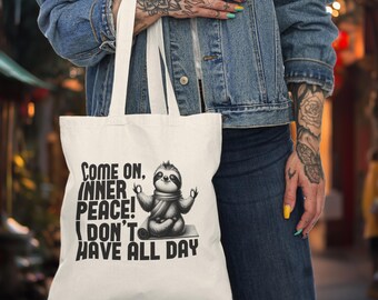 Canvas Tote Bag, Meditation quote,  Inner Peace Quote Bag, Yoga Bag, Reusable Grocery Bag, Eco-Friendly Tote, Birthday Gift, Gift for her