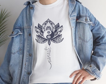 Yin Yang Lotus Tee with Namaste, Meditation Unisex Shirt,  Zen Yoga, Harmony Mandala Doodle, Mindfulness Graphic Tee, Birthday Gift