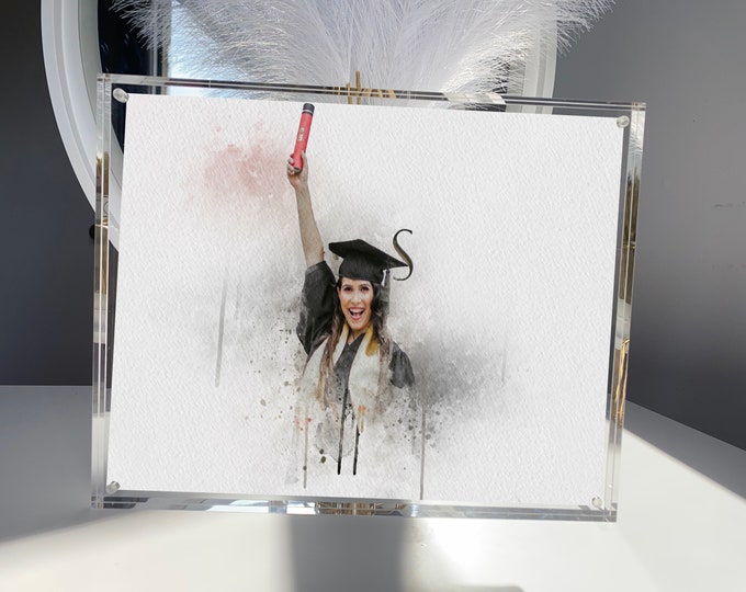 Graduation Gift,Watercolor Gift for Graduation Day,Personalized Photo Gift,Customized Photo Graduation Gift,Custom Photo Gift for Graduation