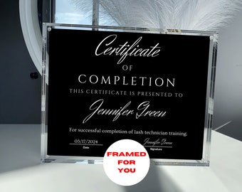 Basic Certificate of Completion Framed,Course Framed Certificate of Completion,Lash Artist Certificate,Esthetician Certificate of Completion