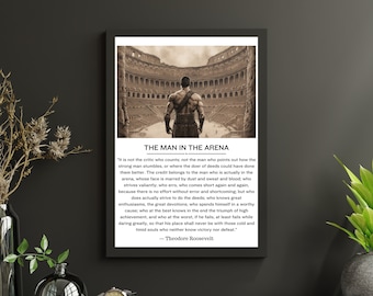 Man in the Arena Ingelijst bord | inspirerende quoteborden |  wanddecoratie kantoor | bord voor woondecoratie | motiverende tekens | kantoorborden