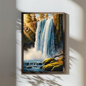 Poster del Parco Nazionale di Yellowstone, cascata di Moose Falls, Wyoming, alba, arte murale, regalo per escursionisti