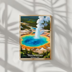 Poster del Parco Nazionale di Yellowstone, Wyoming, Old Faithful Geyser, regalo da parete per escursionisti