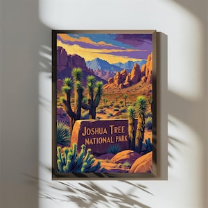 Joshua Tree National Park Schild Poster Kalifornien Sonnenuntergang Wüste Wandkunst