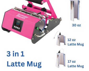 Synergy Blanks Elite Pro 3 in 1 Latte Mug / Tumbler Heat Press - Bright Pink