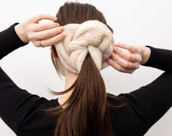 Oversized Silk Alpaca Knit Scrunchie: Gentle Giant Hair Bow - Mother's Day Gift
