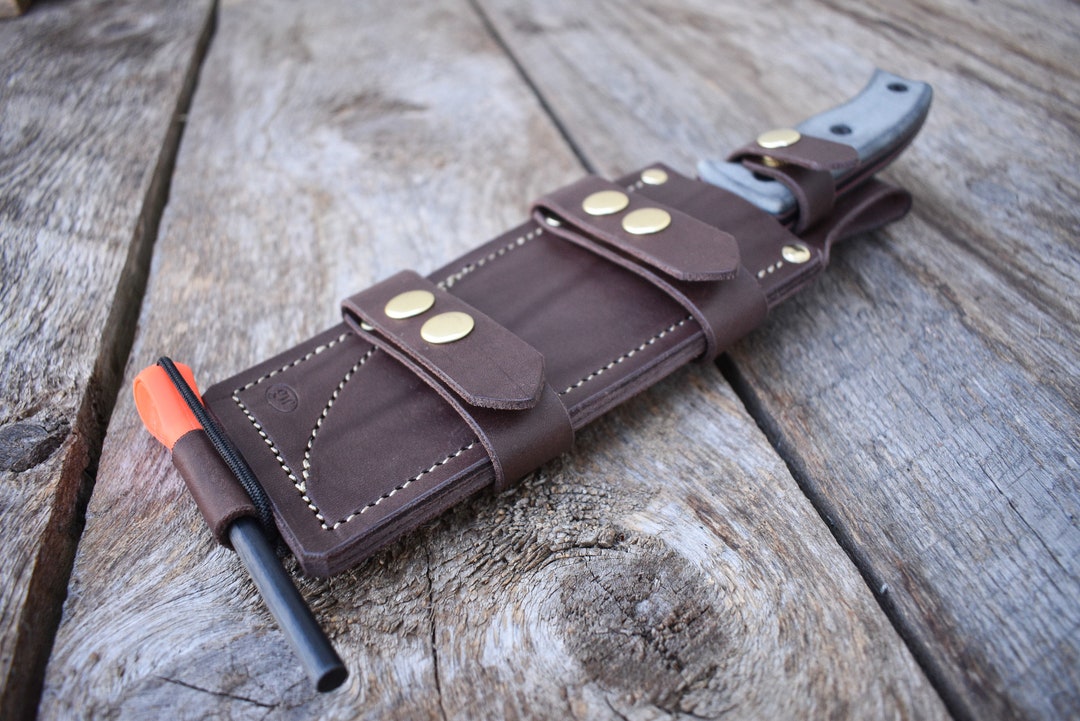 Bushcraft Knife Sheath, Leather Knife Sheath, Horizontal Carry Sheath
