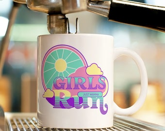 Running Coffee Mug, Girls Just Wanna Run, Coffee Mug, Running Gift, Running Cup, Running Mug, Gift for Her, Track Coach Gift,Marathon Runner