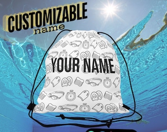Custom Swim Drawstring Bag, Personalized Swim Drawstring Bag, Swim Bag, Custom Swimming Bag, Custom Gift For Swimmers, Gift for Swim Coach