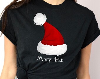Custom Santa Hat Shirt, Personalized Santa Hat Shirt, Personalize Santa Hat Shirt, Custom Christmas Gift, Christmas Shirt, Custom Xmas Gift