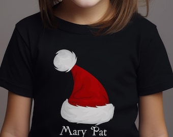 Kids Custom Santa Hat Shirt, Personalize Santa Hat Shirt, Custom Christmas Gift, Kid's Christmas Shirt, Custom Christmas Gift for Kids