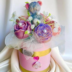 Blumige Sojawachs Minikerzen-Blumenstrauß für Geschenk - Abschlussfeier - Hochzeit - Taufe - Zitrusfrisch - Duftendes Arrangement - Individuell einstellbar