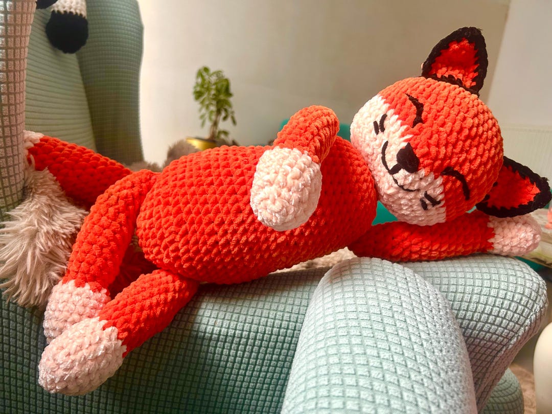 Sleepy Fox Pillow Crochet Pattern | Ginger Orange Fox Amigurumi Plush ...