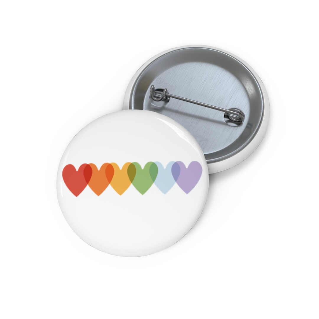 Custom Rainbow Heart Pin Buttons, Cute Badges for Pride, Fun ...