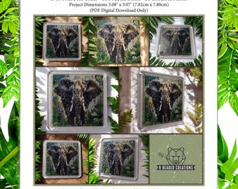 African Forest Elephant Peyote Stitch Coaster Pattern