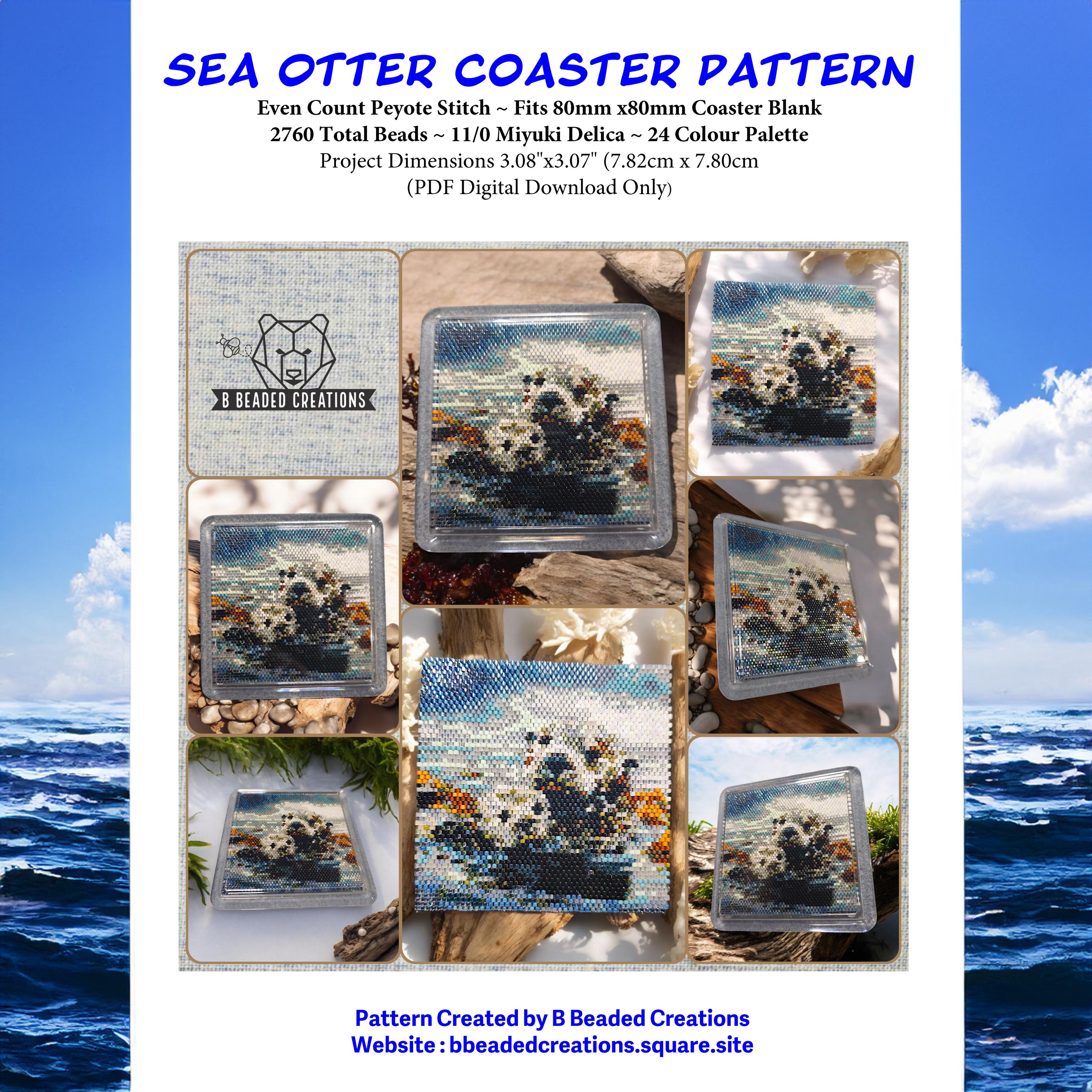 Sea Otter Peyote Stitch Coaster Pattern