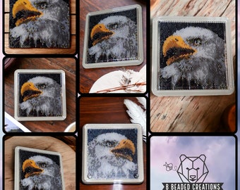 Bald Eagle Coaster Pattern in Even Count Peyote Stitch