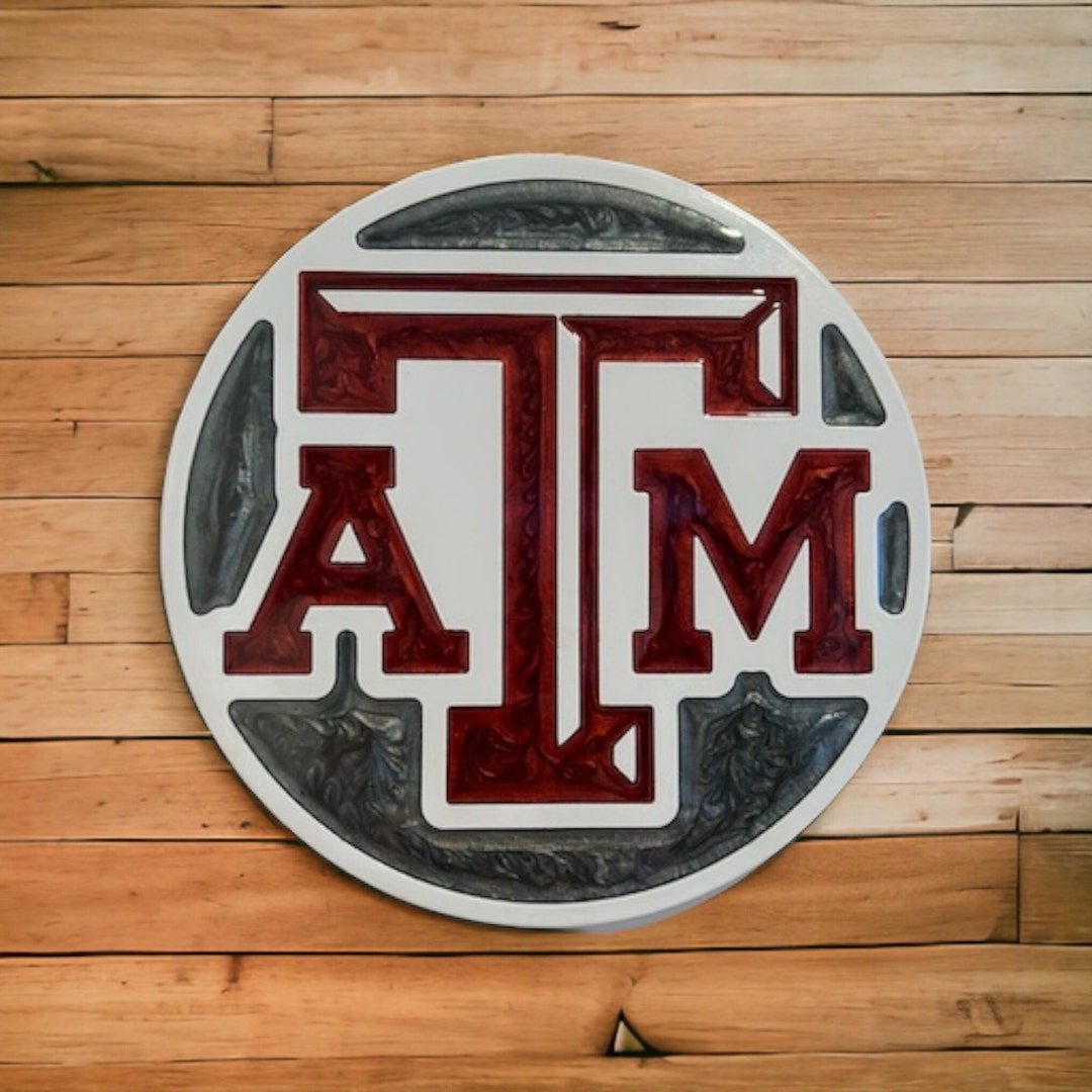 Texas A&M Hanging Wood Logo, Wood Wall Art, Epoxy Resin Art, Mancave ...