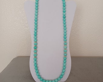 10MM Aqua Agaat kralen met Oostenrijkse kristallen rondels & 14kt gouden magnetische sluiting 30" lengte