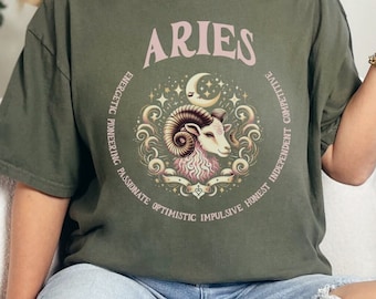 Aries Zodiac Graphic Tee: Vintage Style Comfort Colors T-Shirt