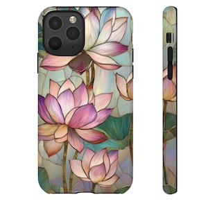 Custodia per telefono Art Déco con fiore di loto: custodia floreale in vetro colorato