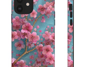 Capa resistente rosa com estampa de flor de cerejeira | Capa floral para celular, design de sakura da primavera