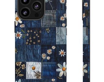 小物 DIGAWEL Quilted phone case used Denim Quilt With Daisies Phone Case - Vintage Charm for Your