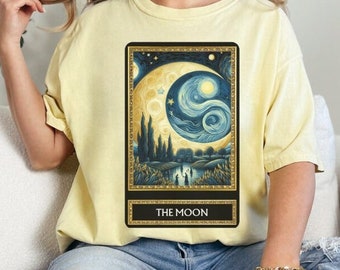 Moon Tarot Card T-Shirt: Van Gogh Style, Comfort Colors Tee