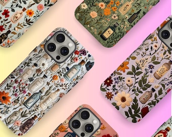 Bestickte Blumen Handyhülle: Vintage Cottagecore Boho Design