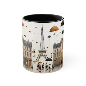 Paris Street Scene Coffee Mug: Two-Toned Ceramic 11 Oz