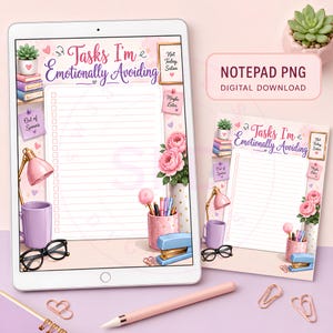 Tasks I’m Emotionally Avoiding Notepad PNG | Funny Office To-Do List | Sarcastic Printable | Digital Download