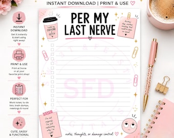 Per My Last Nerve – Funny Sarcastic Work Notepad PNG | Instant Digital Download