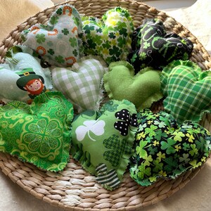 St Patrick's Day bowl fillers/ fabric hearts/fabric heart tray or bowl filler for St Patrick's Day/Cute fabric hearts/