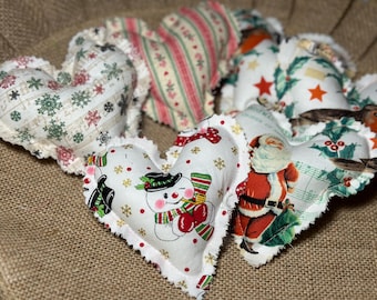 Christmas Fabric Heart Bowl Fillers, Farmhouse Tiered Tray Decor