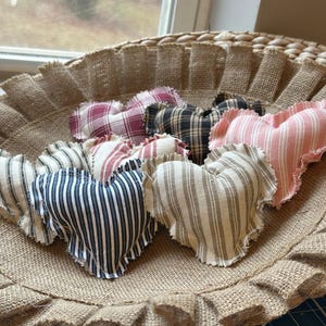 Heart Bowl Fillers/Farmhouse Heart bowl fillers/ Tiered Tray décor/Primative Hearts/Valentine Hearts/Homespun Fabric Hearts/DecorativeHearts