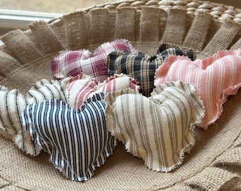 Farmhouse Fabric Heart Bowl Fillers, Tiered Tray Decor