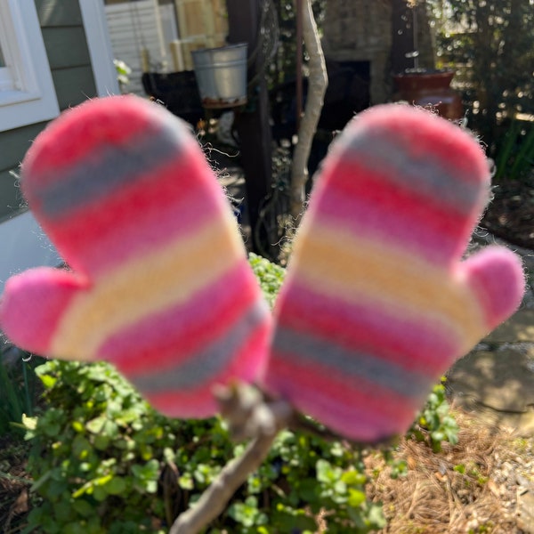 Felted wool oven mitts