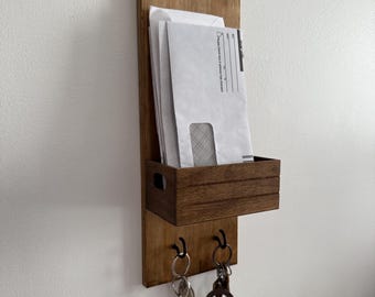 Rustic Wood Wall Key Holder with Shelf | Entryway Organizer