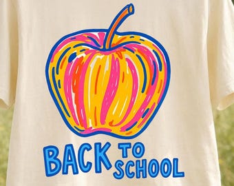 Back to School PNG, Cute School Supplies PNG, Teacher Shirt Design, Crayon Apple Pencil Notebook Graphic, Sublimation PNG, School Clipart