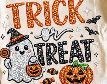 Glam Trick or Treat Png | Preppy Ghost Png | Bling Design | Halloween Designs | Ghost Graphic | Spooky Graphic
