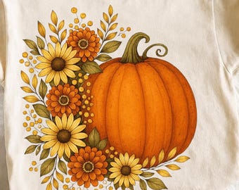FloralPreppy Fall Pumpkin Glitter Png, Floral Pumpkin Bow PNG, Trending Cozy Season Png, Coquette Autumn Shirt Png, Pumpkin Spice Png