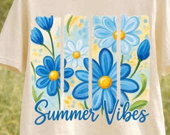 Summer Vibes Png, Floral Summer Sublimation Design, Watercolor Summer Vibes Png, Trendy Summer Shirt Design, Digital Download, PNG