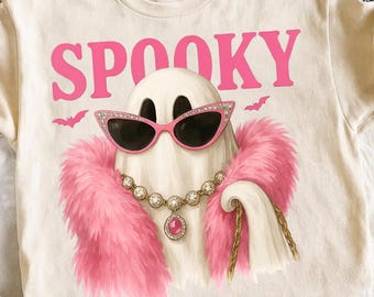 Glam Ghost Png | Preppy Ghost Png | Bling Design | Halloween Designs | Boujee Png | Leopard Print Png | Ghost Graphic | Spooky Graphic