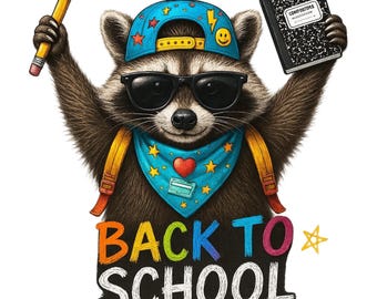 Boy Back School PNG, Back to School Raccoon PNG