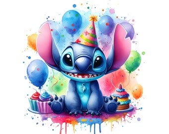 Stitch,Set of high quality images ready to print,Instant download,Png format, Birthday Png,png Bundle,Nursery Art,Happy Birthday Png, Png